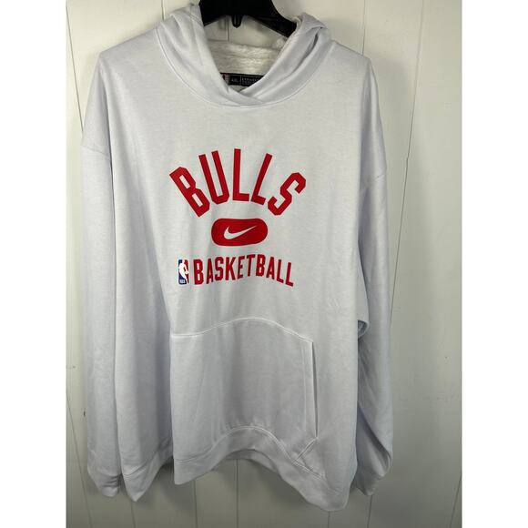 Nike NBA Dri Fit Men's Chicago Bulls Big and Tall Size White Hoodie NWT Size 4XT - Picture 1 of 6
